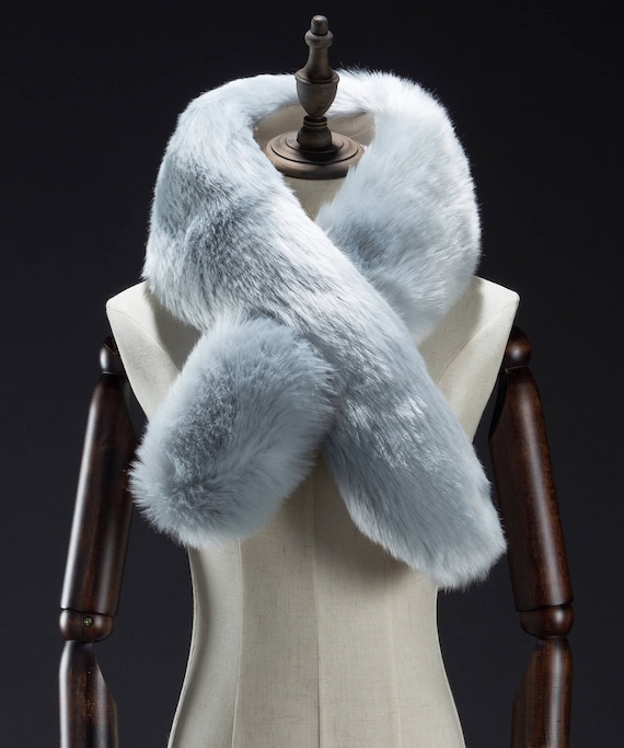 Faux Fur Scarf Baby Blue Faux Fur Scarf Faux Fur Scarves Neck Warmer Etsy