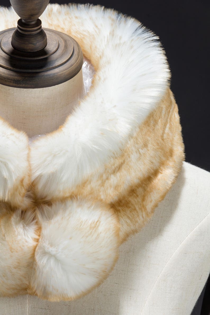 Cream Faux Fur Muffler Neck Wrap Ball End Muffler Faux Fur Etsy
