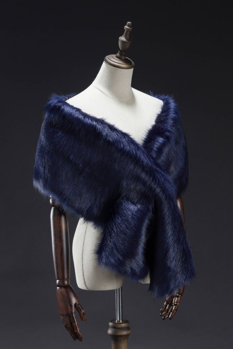 Navy Faux Fur Wrap Bridal Fur Stole Fur Cape Wedding Stole Etsy
