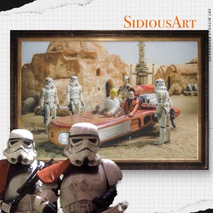 Vintage Star Wars Toy Photography Print: Luke, Obiwan, R2D2, C3PO (12x8”)