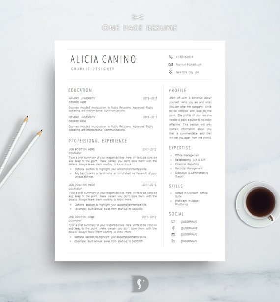 clean resume template simple resume template best minimal etsy