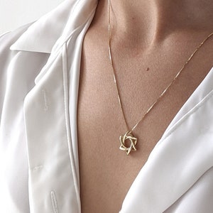 Gold Star of david pendant necklace ,  14K designer magen david , unique star of david pendant , gold star of david Jewish jewelry