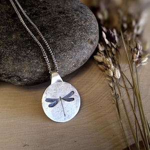 Dragonfly pendant, symbol of change and new beginnings, gift for her, gift for him, coin necklace, butterfly charm