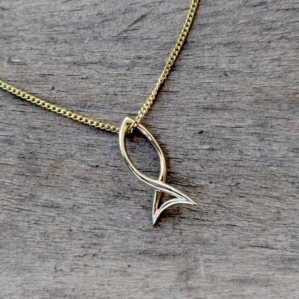 Golden fish necklace, minimalist pendant, silverfish pendant