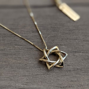 14k Gold Star of David pendant necklace designer magen David unique star of David pendant gold star of David Jewish jewelry