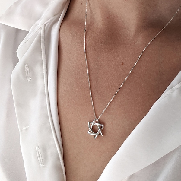 David star pendant, silver magen david necklace