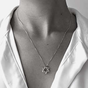 White gold Star of David pendant necklace | designer Magen David | unique star of David pendant | gold star of David Jewish jewelry