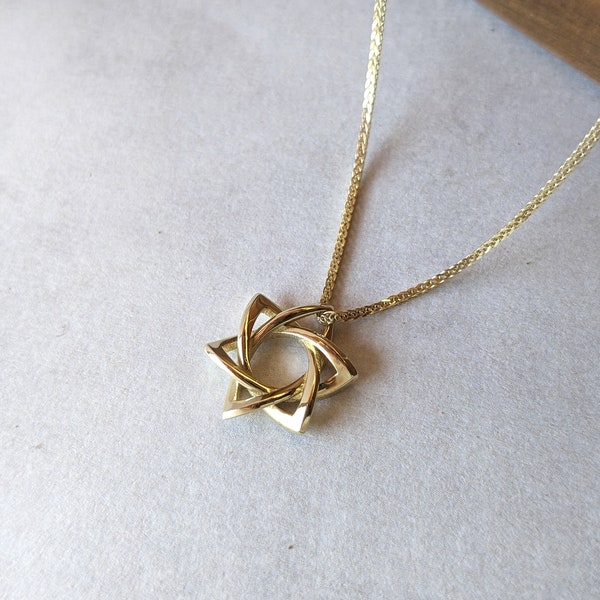 14k Gold Star of david pendant necklace designer magen david unique star of david pendant gold star of david Jewish jewelry