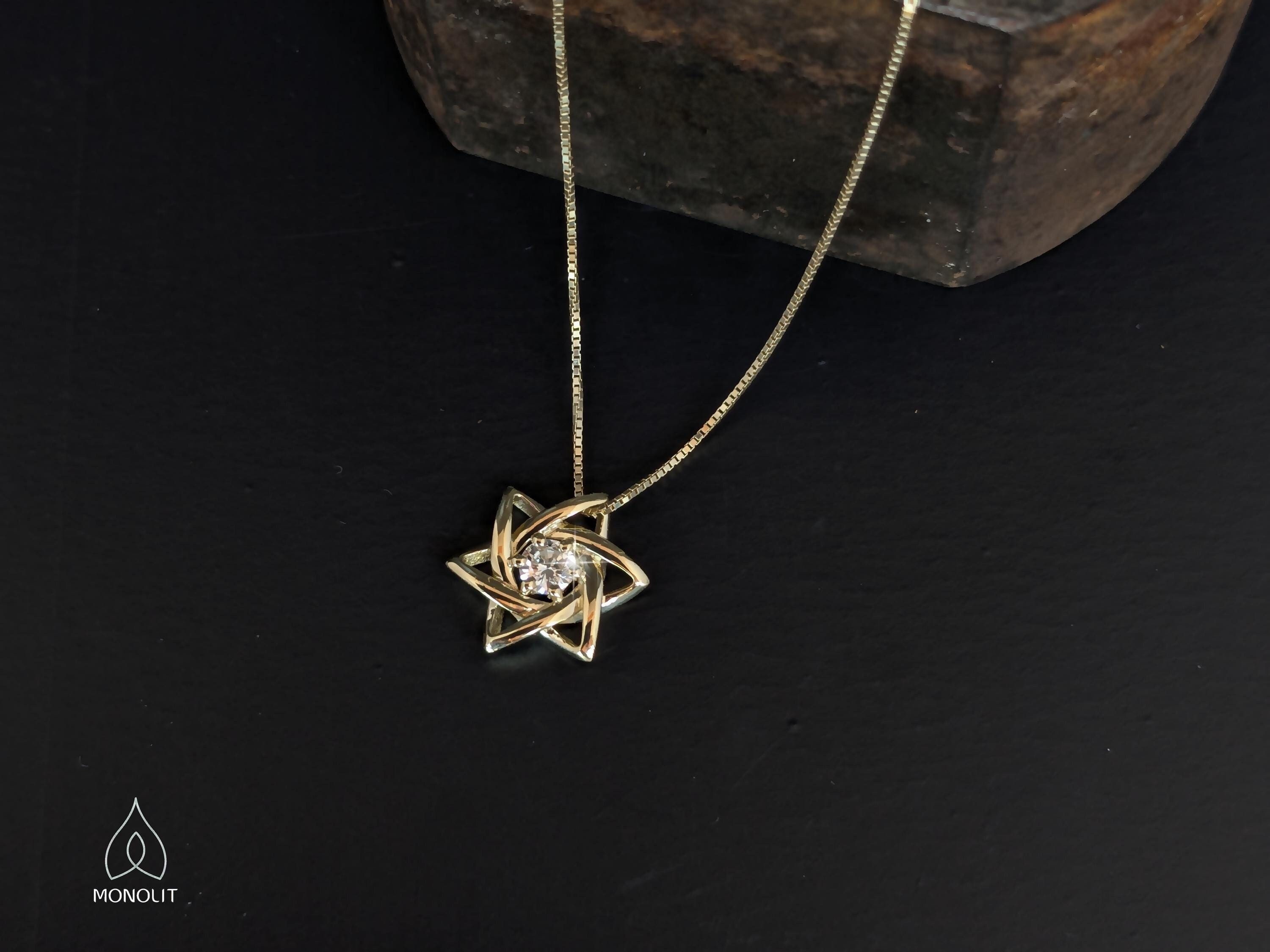 Stella Di David Magen Judaica Ciondolo Collana Cabala Oro Pietre Stella Di David Magen Judaica Ciondolo Collana Cabala Oro Pietre