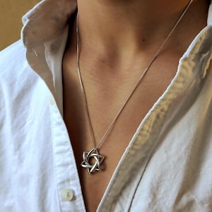 Big Silver Star of david necklace,  Magen david necklace, designer magen david, unique star of david pendant,  Jewish jewelry