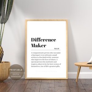 Definition av skillnadsskapare, utskrivbar väggkonst, present, digital nedladdningsaffisch