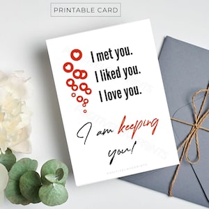 Afdrukbare verjaardagskaart voor hem voor haar, ik hou van je-kaart voor vriend voor vriendin, afdrukbare verjaardagskaart, digitale download pdf-kaart