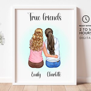 Custom Friend Print, Best Friend gift, Best Friend Personalized Print, Soul Sister Print, Printable Friend cartoon portrait,Digital Download image 9