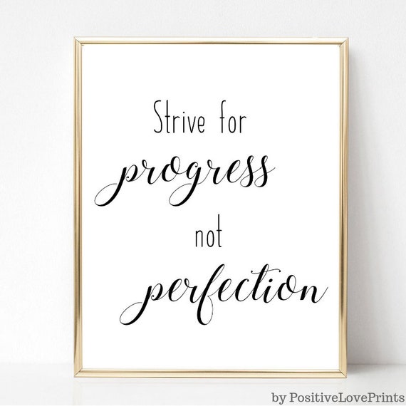 Strive For Progress Not Perfection Print Motivational Poster Etsy