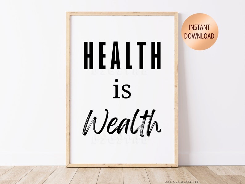 health is wealth, printable motivational fitness wall art