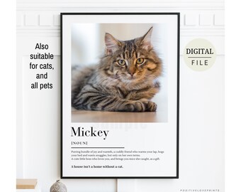 Custom Pet poster printable, Personalized picture gift for Pet owner, Cat Dog owner gift, Dog Cat definition, Dog photo print, Digital art