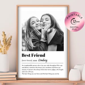 Best Friend photo print Custom best friend gift Personalized Best friend print Best Friend definition with photo PRINTABLE DIGITAL DOWNLOAD