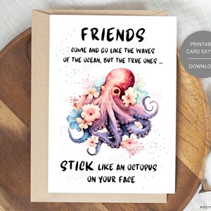 Oktopus Spruch Karte, Karte zum ausdrucken, beste Freundin Karte, Karte zum ausdrucken, Spruch, lustiges Zitat, Oktopus Karte, druckbare Karte