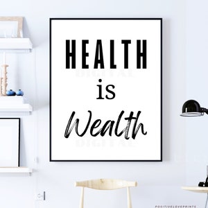 health is wealth, printable motivational health and wellness wall art