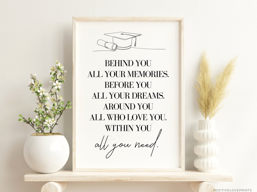 Printable Graduation Wall Art, Inspirational Quote, Behind You All Your ...