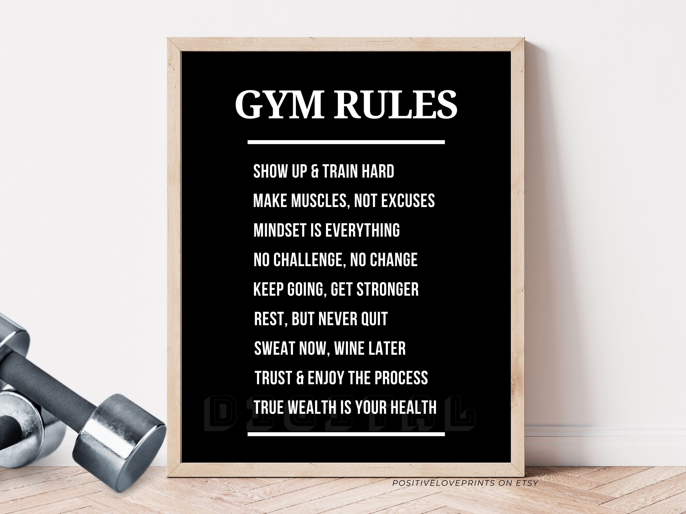 Gym Rules Sign Gym Wall Art Printable Gym Print Etsy Australia