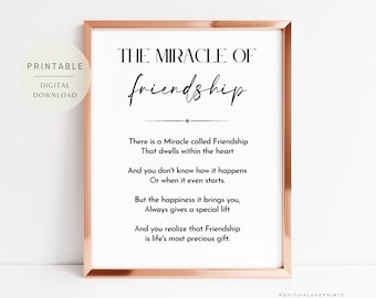 Friendship poem printable, The Miracle of Friendship poem, Good friend quote, Friend gift idea, Bestie bff quote print, Digital download