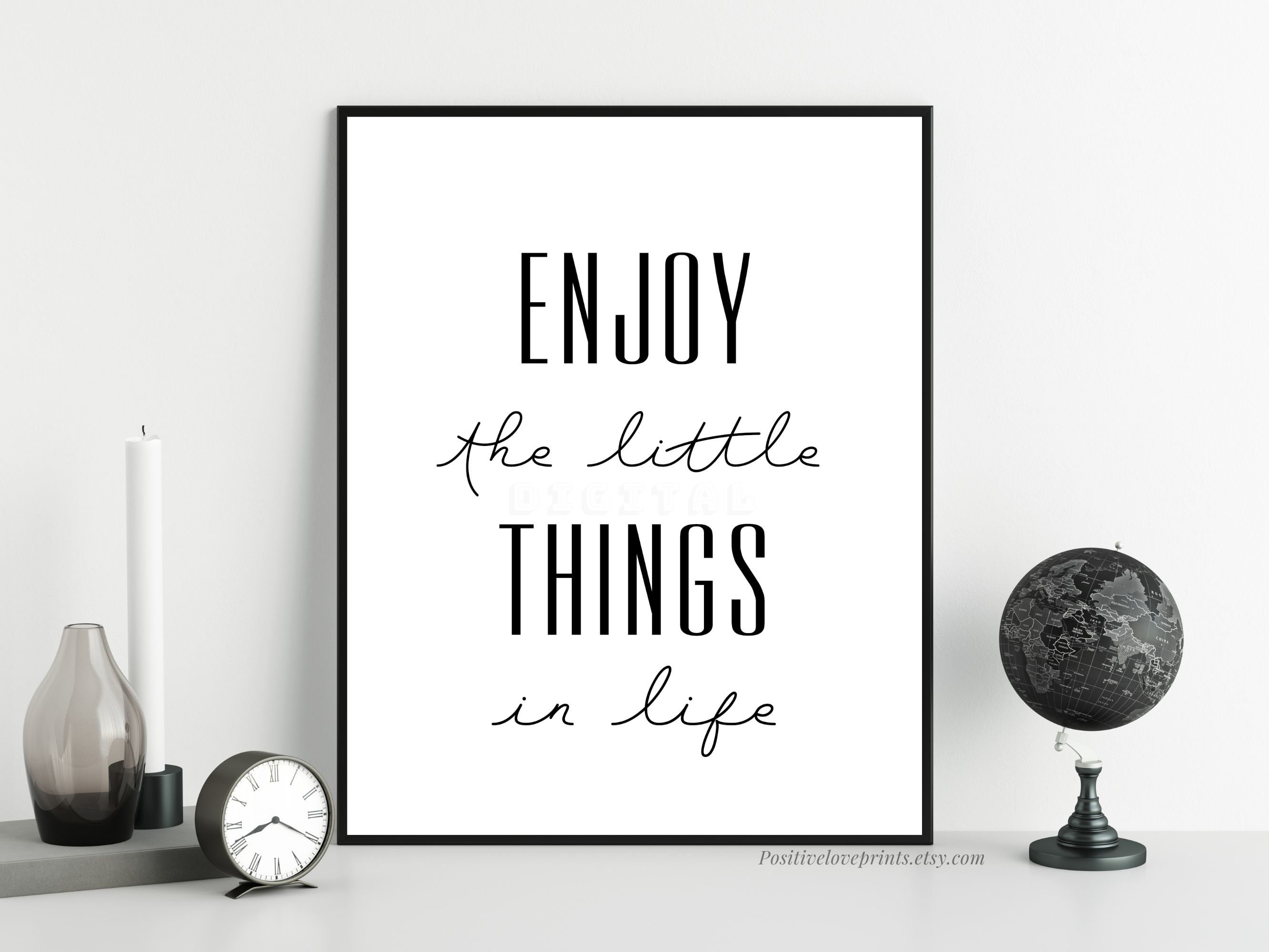 Inspirational Art Minimal Wall prints Enjoy the little | Etsy