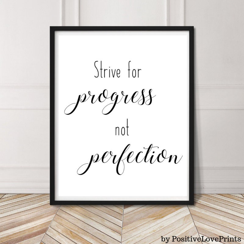 Strive for Progress not Perfection Print Motivational Poster | Etsy