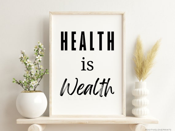 Health is Wealth, Printable Physical therapy poster, Fitness Workout Gym motivation wall art, Health and Wellness quote, Digital Download