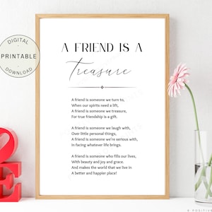 Poesia sull'amicizia, Poesia stampabile sull'amico, Poesia del migliore amico, Idea regalo per un amico, Stampa citazione di un amico, Un amico è un tesoro, Download digitale