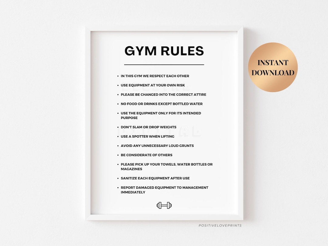 Fitness Center Rules Sign, Printable Gym Regulations and Etiquette ...