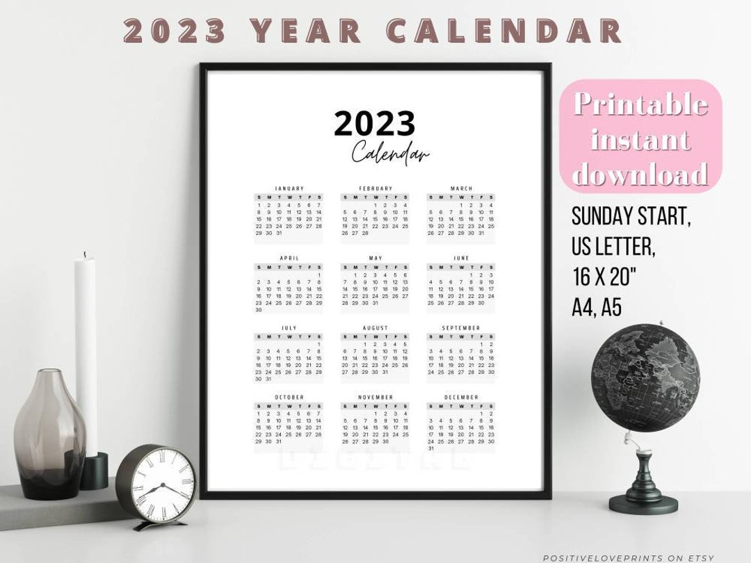 One Page Yearly Calendar One Page Yearly Calendar