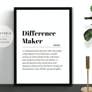 Unterschied Hersteller druckbares Definition Poster, Geschenk für Lehrer Mentor Freund Krankenschwester Unterstützung Pflege Beschäftigte Helfer Ehrenamtliche, digitaler Download