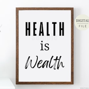 health is wealth, printable motivational health and wellness wall art
