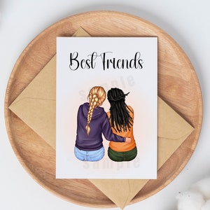 Custom Friend Print, Best Friend gift, Best Friend Personalized Print, Soul Sister Print, Printable Friend cartoon portrait,Digital Download image 3