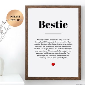 Citazione stampabile del migliore amico, stampa della definizione di migliore amico, idea regalo di compleanno per il migliore amico, stampa di citazione sull'amicizia, download digitale di arte murale