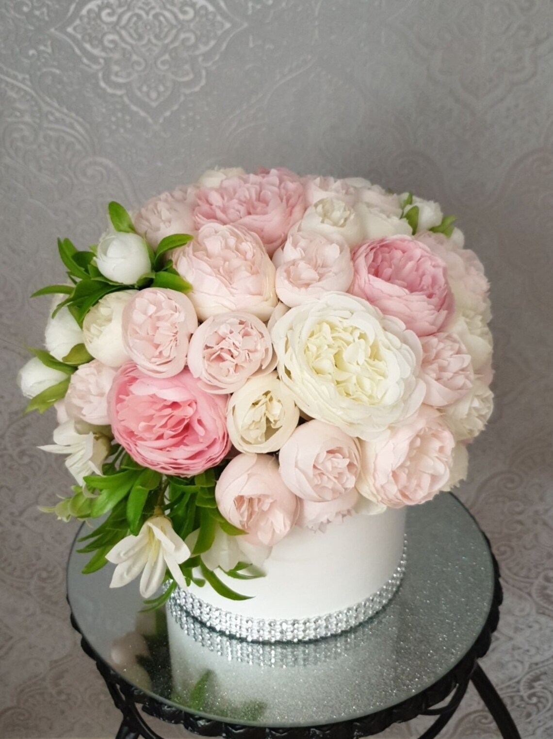 Artifical flower arrangement hat box everlasting flowers Etsy