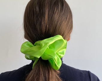 XXL Neon Green Scrunchie, Oversized Scrunchie, Big Extralarge Giant XXL Scrunchie, Hair Ties Top Knots Hair Rubber Woman Gift Summer