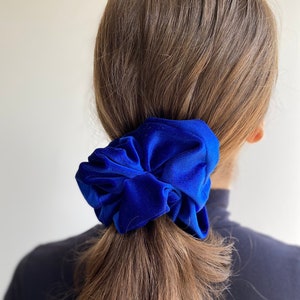 Oversized Electric Blue Royal Velvet Scrunchie,Big Extralarge Giant XXL Scrunchie, Hair Ties, Top Knots, Hair Rubber, Woman Summer Gift