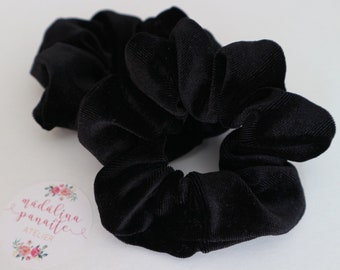 Black Coal Royal Velvet Scrunchie, FREE Shipping Hair Fashion Hair Ties, 80s & 90s Fashion, Top Knots, Girl and Woman Scrunchie, Spring Gift