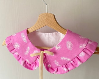 Pink Cotton  Ruffled Collar, Oversized Collar, Detachable Peter Pan Collar, Removable Collar, Gift for Her, Clothes Accessory