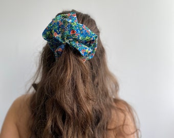 Oversized Floral Scrunchie, Big Royal Extralarge Giant XXL Scrunchie, Hair Ties, Top Knots, Hair Rubber accessories, Woman Gift, Summer