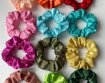 Soft Colorful Scrunchies, FREE Shipping Hair Fashion Hair Ties, 80s & 90s Fashion, Top Knots, Hair Rubber, Satin, Taffeta, Woman Gift