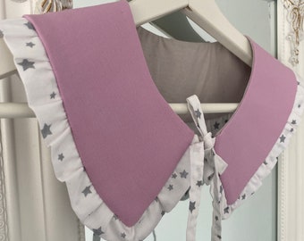 Pink Cotton  Ruffled Collar, Oversized Collar, Detachable Collar, Peter Pan Collar, Removable Collar, Gift for Her, Clothes Accessory