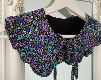 Floral Cotton Ruffled Peter Pan Collar, Oversized Detachable Collar