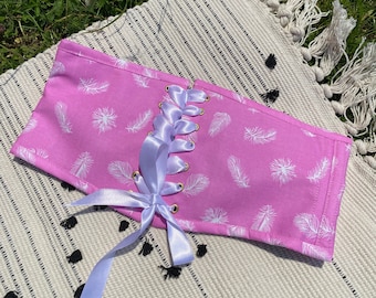 Pink Underbust Belt, Corset Belt for Woman, Fairy Corset, Waist Corset, Wedding Corset, Festival Corset, Black Corset, Flower Print Corset