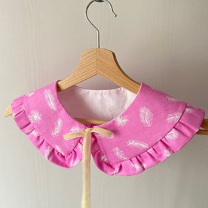 Pink Cotton  Ruffled Collar, Oversized Collar, Detachable Peter Pan Collar, Removable Collar, Gift for Her, Clothes Accessory