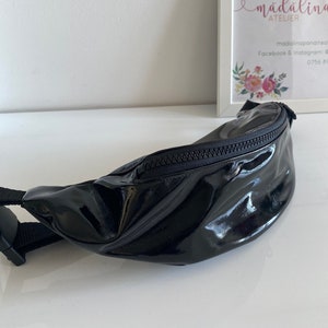 Black Latex Waterproof FANNY PACK, Hands Free Belt Bag Festival Bag Traveler Bag Gift Her Girlfriend bum bag, Carnival, Shoulder Bag