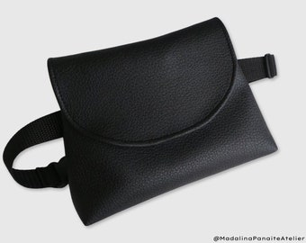Black Waterproof Fanny Pack, Waist Bag, Hip Bag, Belly Bag, Bag for Festival, Travel, Vegan Leather, Fanny Packs for Women, Summer Gift