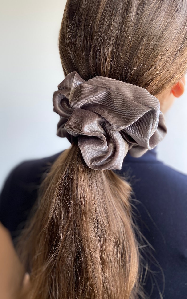 XXL Grey Mouse Royal Velvet Scrunchie,Big Extralarge Giant XXL Scrunchie, Hair Ties Top Knots Hair Rubber Woman Gift Summer image 2